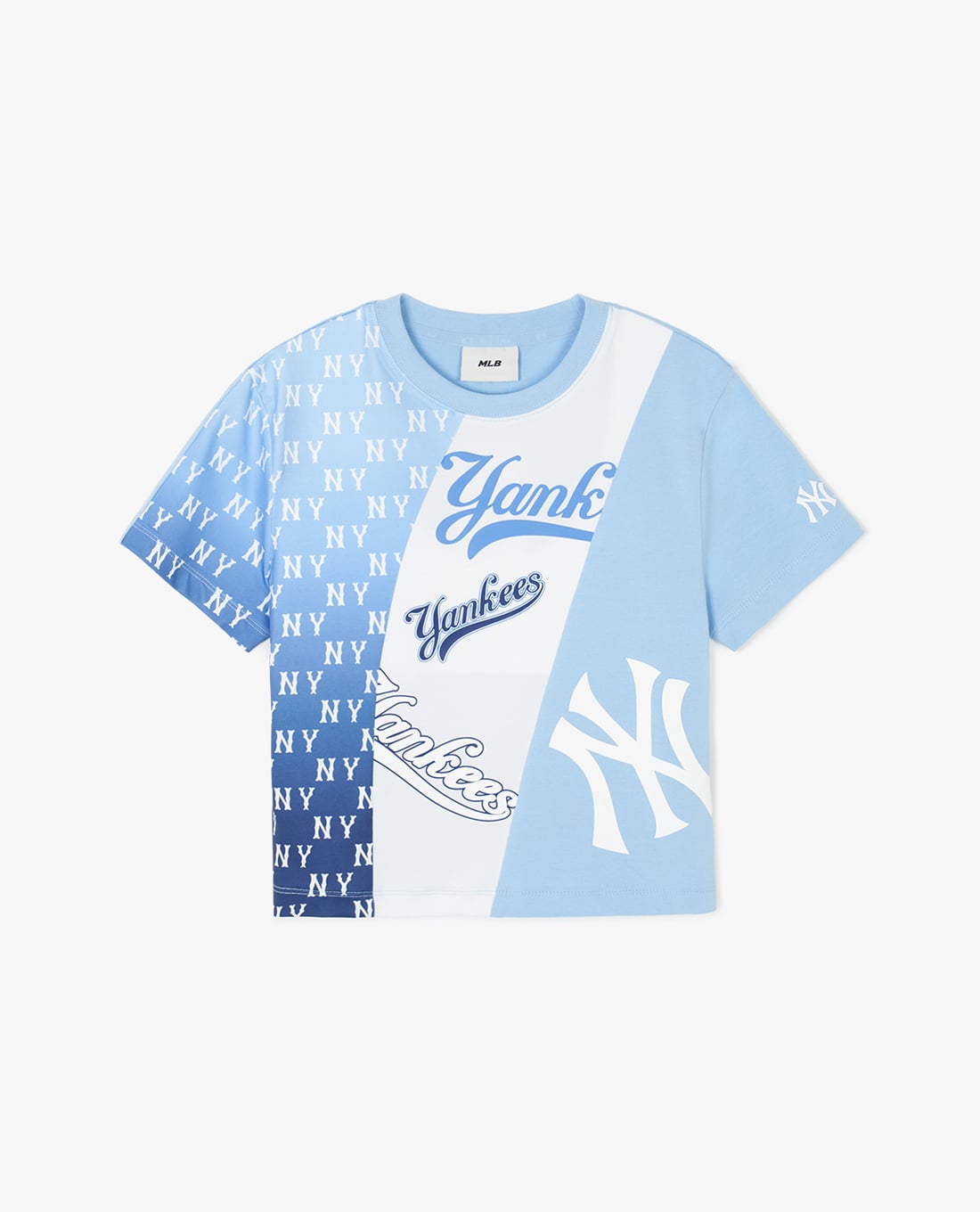 MLB - Áo croptop nữ cổ tròn tay ngắn Monogram Block Slim