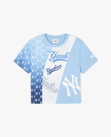  MLB - Áo croptop nữ cổ tròn tay ngắn Monogram Block Slim 