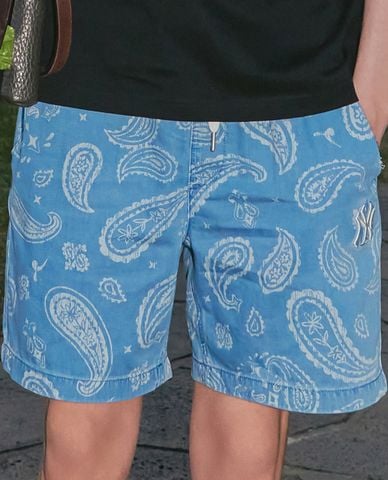  MLB - Quần shorts jeans nam lưng thun thời trang 