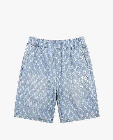  MLB - Quần shorts jeans Monogram Print Denim 