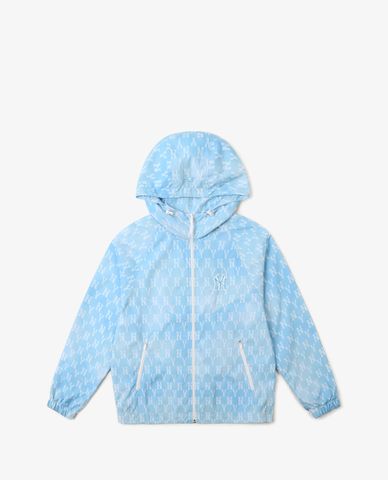  MLB - Áo khoác kiểu tay dài phối mũ trùm Monogram Crop Windbreak 