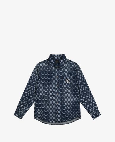  MLB - Áo sơ mi denim tay dài Monogram 