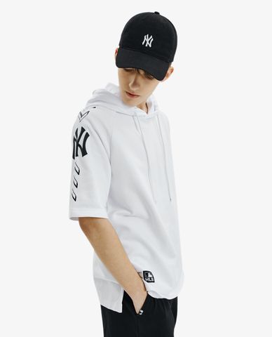  MLB - Áo hoodie tay ngắn phối mũ trùm Symbol 