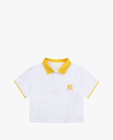  MLB - Áo thun nữ croptop cổ bẻ Basic Crop Pique 