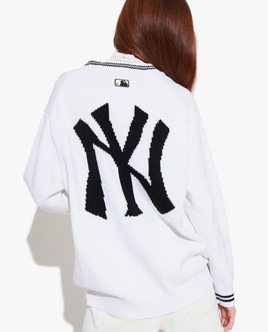 MLB - Áo khoác cardigan phom suông cổ V Basic Big Logo 