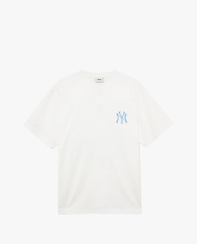  MLB - Áo thun unisex cổ tròn tay ngắn phối logo thời trang 