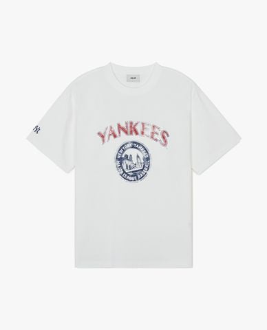  MLB - Áo thun unisex cổ tròn tay ngắn Vintage CityLife Graphic 