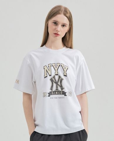  MLB - Áo thun unisex cổ tròn tay ngắn Vintage Big Logo Graphic 