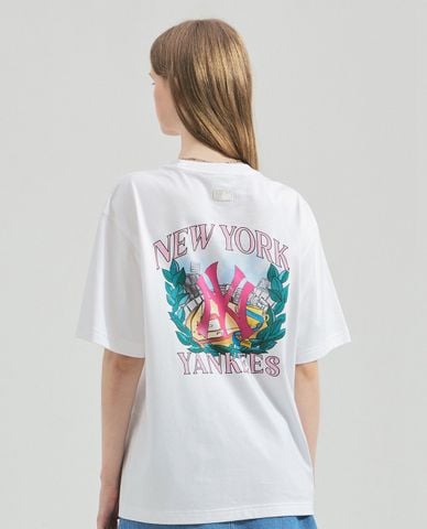  MLB - Áo thun unisex cổ tròn tay ngắn Vintage Sports Functional Big Logo 