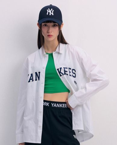  MLB - Áo sơ mi unisex cổ bẻ tay dài Varsity 