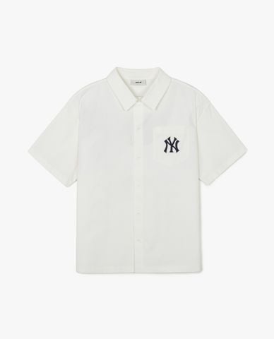  MLB - Áo sơ mi unisex cổ bẻ tay ngắn Varsity New York Yankees 