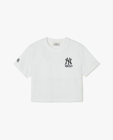  MLB - Áo croptop nữ cổ tròn tay ngắn Street Small Logo Functional 