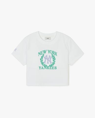  MLB - Áo croptop nữ cổ tròn tay ngắn Varsity Sports Functional 