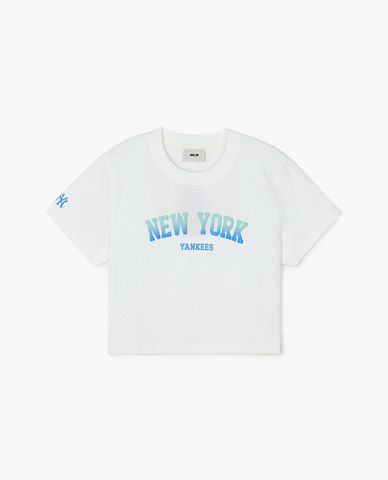  MLB - Áo croptop nữ cổ tròn tay ngắn Varsity 