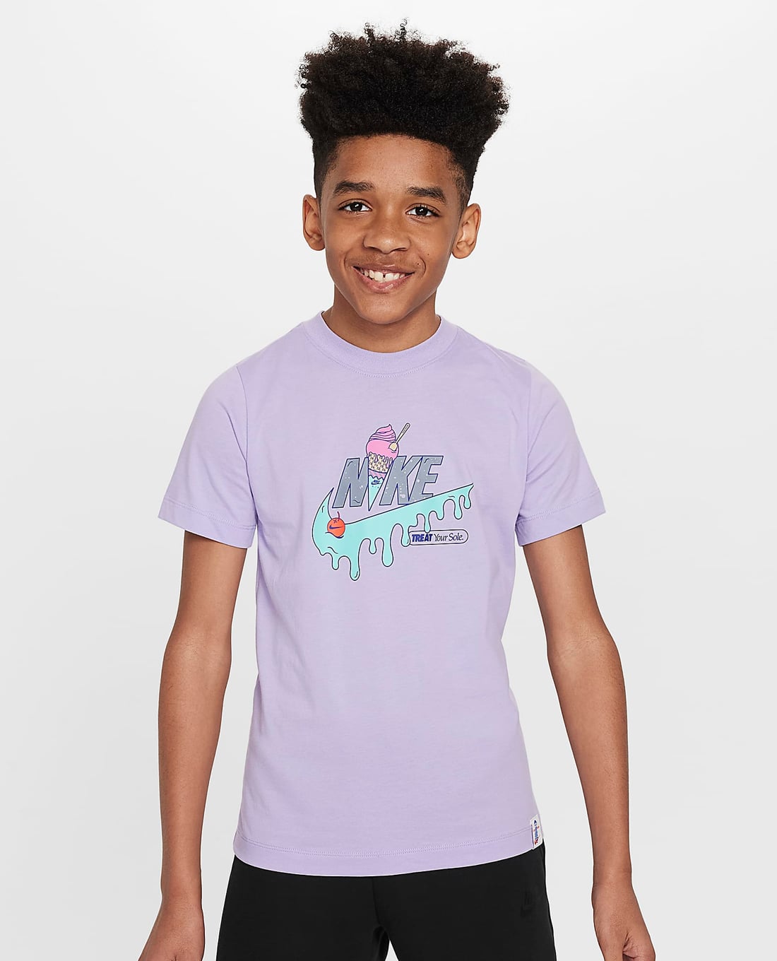 NIKE - Áo thun bé trai cổ tròn tay ngắn