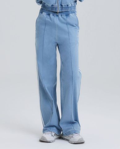  NERDY - Quần jeans nữ ống rộng lưng thun Denim Track 