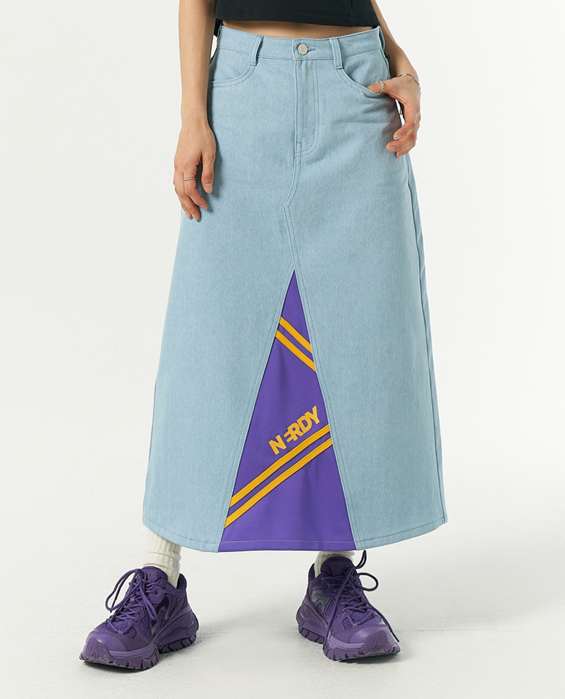 NERDY - Chân váy chữ A midi NY Track Mix Column