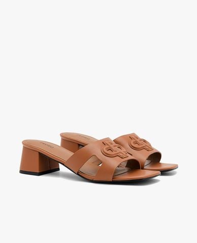  PEDRO - Giày mules cao gót nữ mũi vuông Icon Leather 
