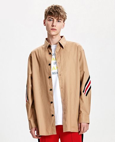  Áo sơ mi nam tay dài phối sọc 