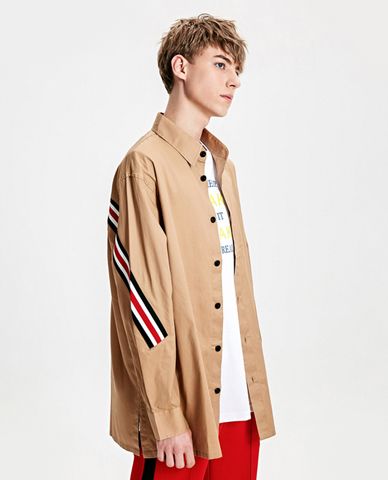  Áo sơ mi nam tay dài phối sọc 