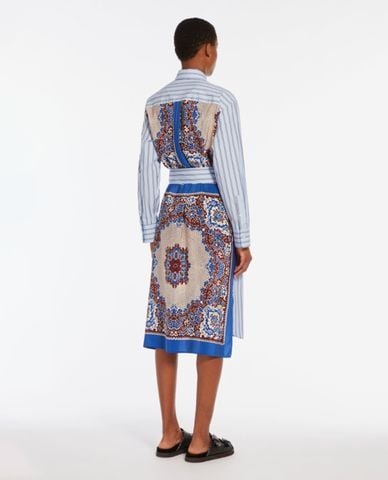  WEEKEND MAX MARA - Đầm sơ mi midi cổ bẻ tay dài hoạ tiết Edipo 