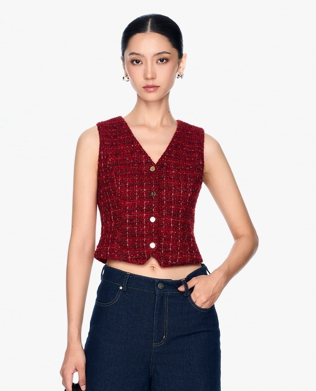 GIGI - Áo khoác gilet nữ cổ V sát nách trẻ trung