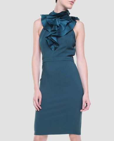  DSQUARED2 - Đầm mini phối bèo to bản Teal Color 