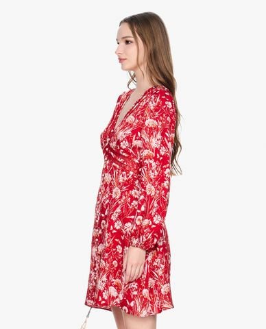  GIGI - Đầm mini cổ V tay dài in hoa thời trang 