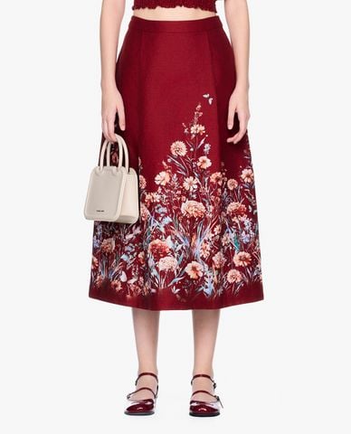  GIGI - Chân váy chữ A midi phối họa tiết hoa thời trang 