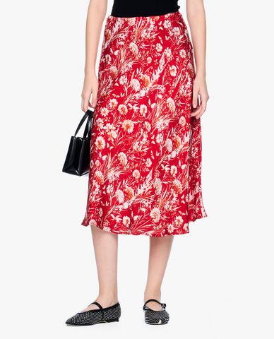  GIGI - Chân váy chữ A midi phối họa tiết hoa thời trang 