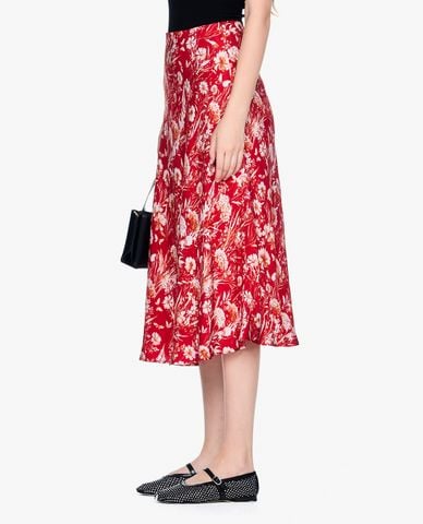  GIGI - Chân váy chữ A midi phối họa tiết hoa thời trang 