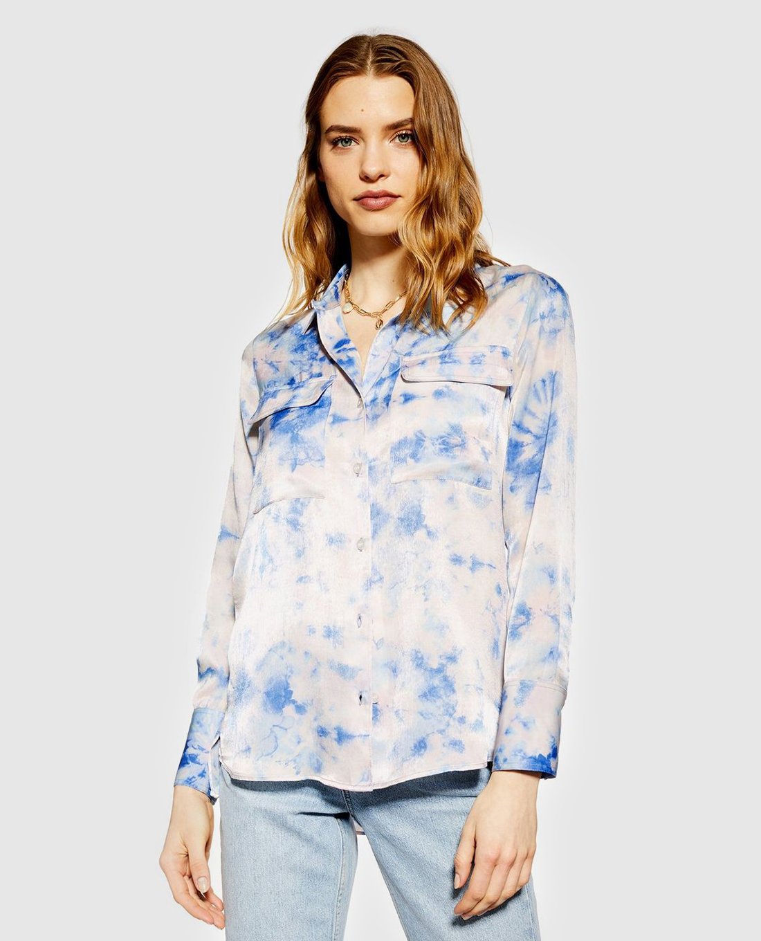 Áo sơ mi nữ tay dài họa tiết nhuộm Tie Dye