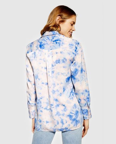  Áo sơ mi nữ tay dài họa tiết nhuộm Tie Dye 