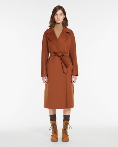  WEEKEND MAX MARA - Áo khoác dạ lông cừu nữ dáng dài phối thắt lưng Resina 