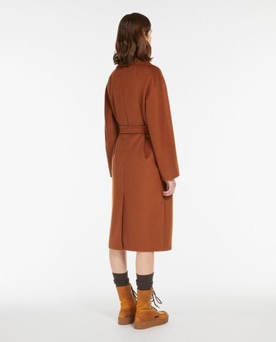  WEEKEND MAX MARA - Áo khoác dạ lông cừu nữ dáng dài phối thắt lưng Resina 