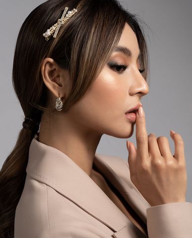  CECI - Kẹp tóc nữ đính đá phối ngọc trai sang trọng 