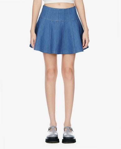  GIGI - Chân váy denim mini xếp li thời trang 