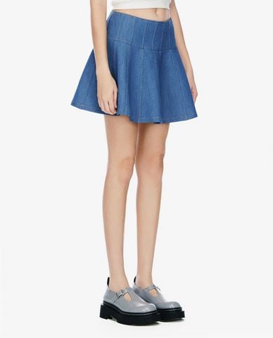  GIGI - Chân váy denim mini xếp li thời trang 