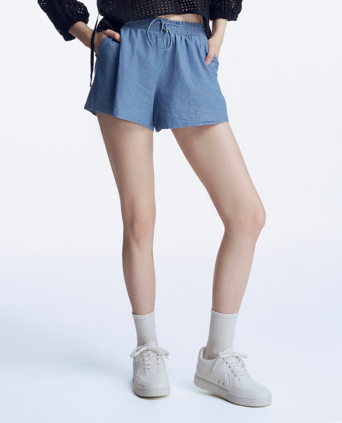 GIGI - Quần short nữ ống rộng lưng thun dây rút năng động