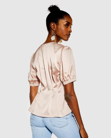  Áo kiểu nữ cổ V phối nút Pleat Detail Button 