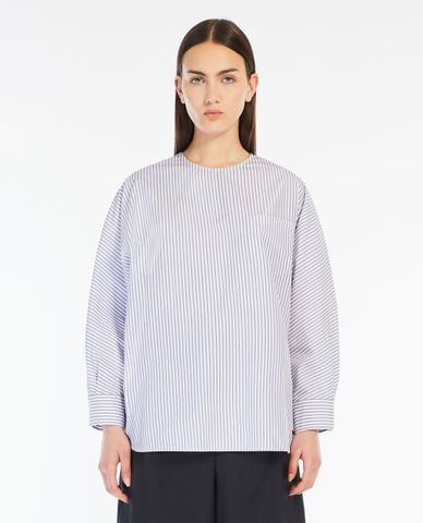  WEEKEND MAX MARA - Áo kiểu nữ cổ tròn tay dài sọc dọc Emanuel 