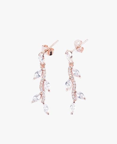  CECI - Khuyên tai nữ dáng thả hình chiếc lá đính đá tinh tế 