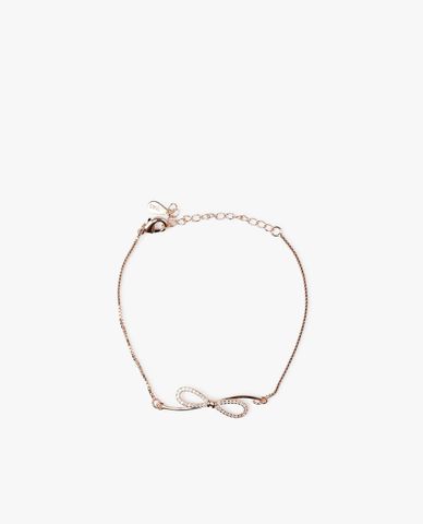  CECI - Vòng đeo tay nữ mắt xích nhuyễn phối mặt nơ đính đá 