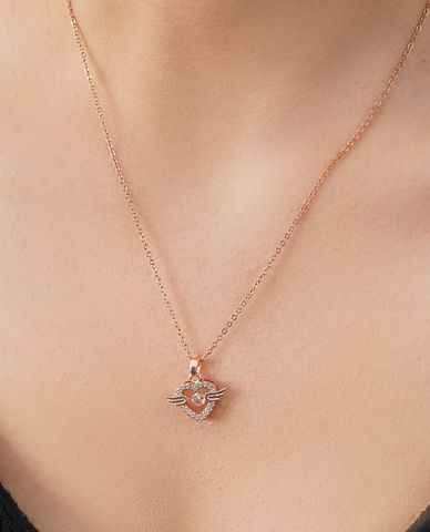  CECI - Vòng cổ nữ bản mảnh phối mặt trái tim nhỏ đính đá 