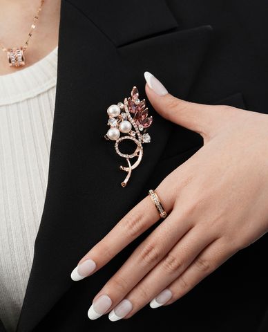  CECI - Ghim cài áo nữ đính đá và ngọc trai sang trọng 