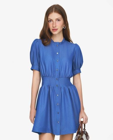  GIGI - Đầm mini cổ V tay phồng nhấn eo 