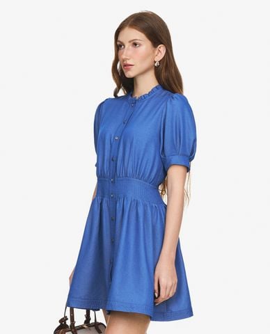  GIGI - Đầm mini cổ V tay phồng nhấn eo 