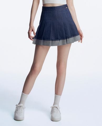  GIGI - Chân váy denim xếp li mini trẻ trung 