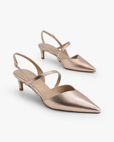  PEDRO - Giày cao gót nữ bít mũi Metallic Leather Slingback 