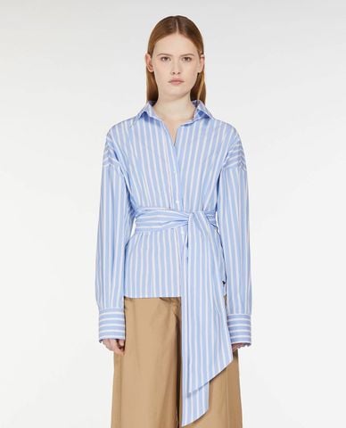  WEEKEND MAX MARA - Áo sơ mi cổ bẻ tay dài phối sọc dọc Torino 